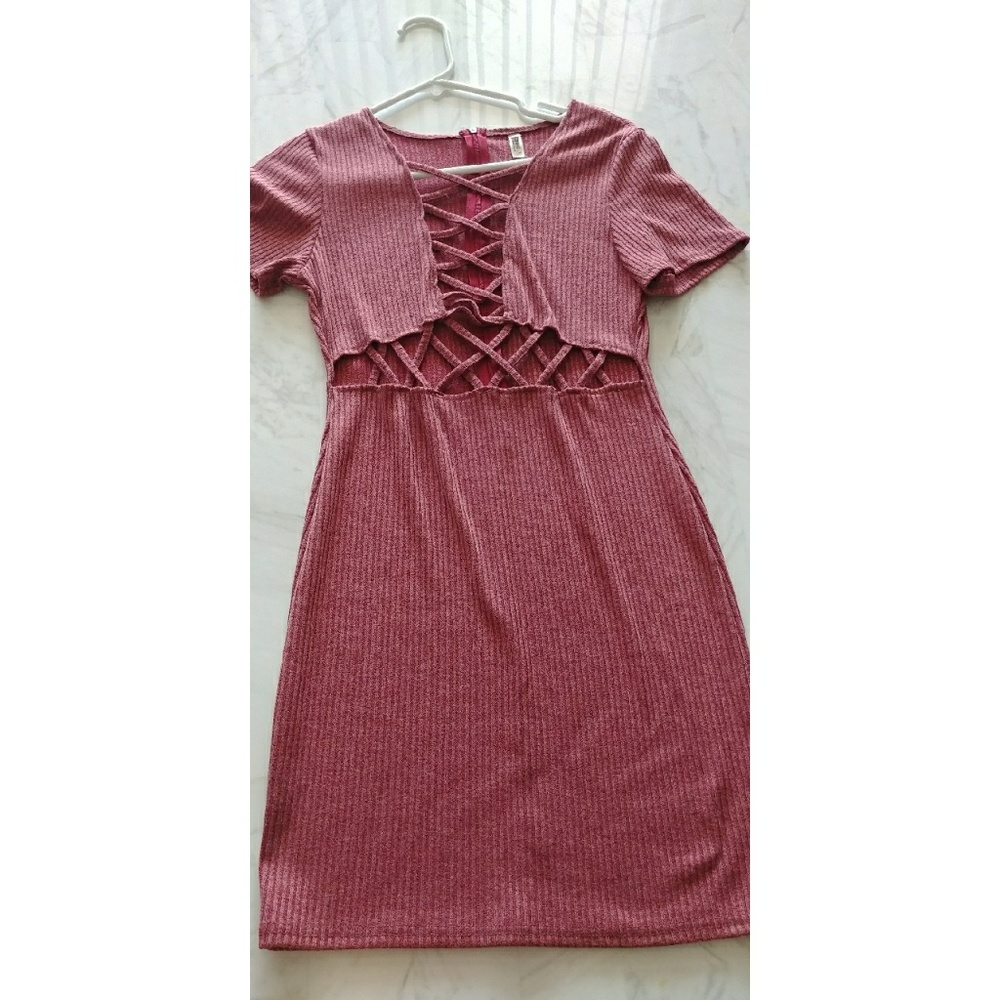 Pink rose colored bodycon with peekaboo